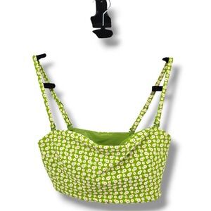 Aerie Floral Cami Crop‎ Top Adjustable Straps Green Pink White Size S